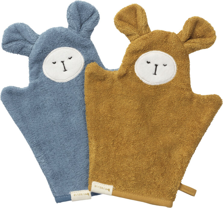 Fabelab Bath Mitts - Bear - 2 pack - Blue Spruce Mix Multi colours