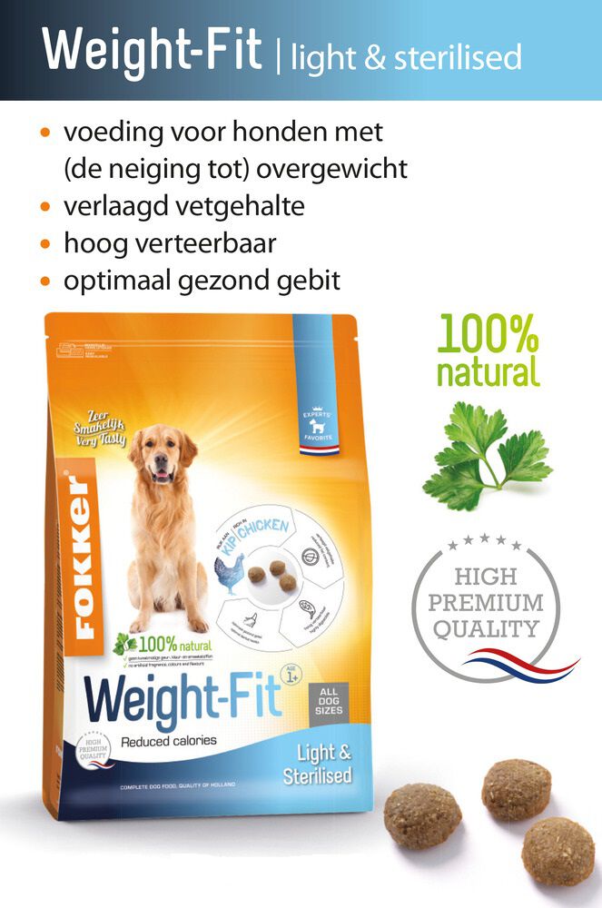 Fokker Weight-Fit - Hondenvoer - 13 Kilogram - kip, rijst