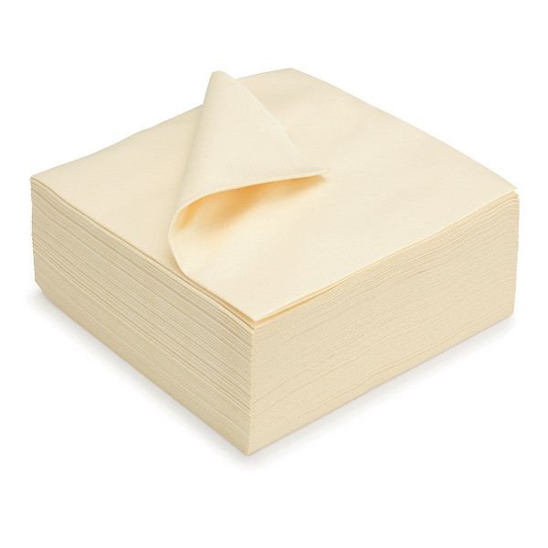 Serviettes de table jetables aspect tissu 40 x 40 cm Crème - Lot de 50