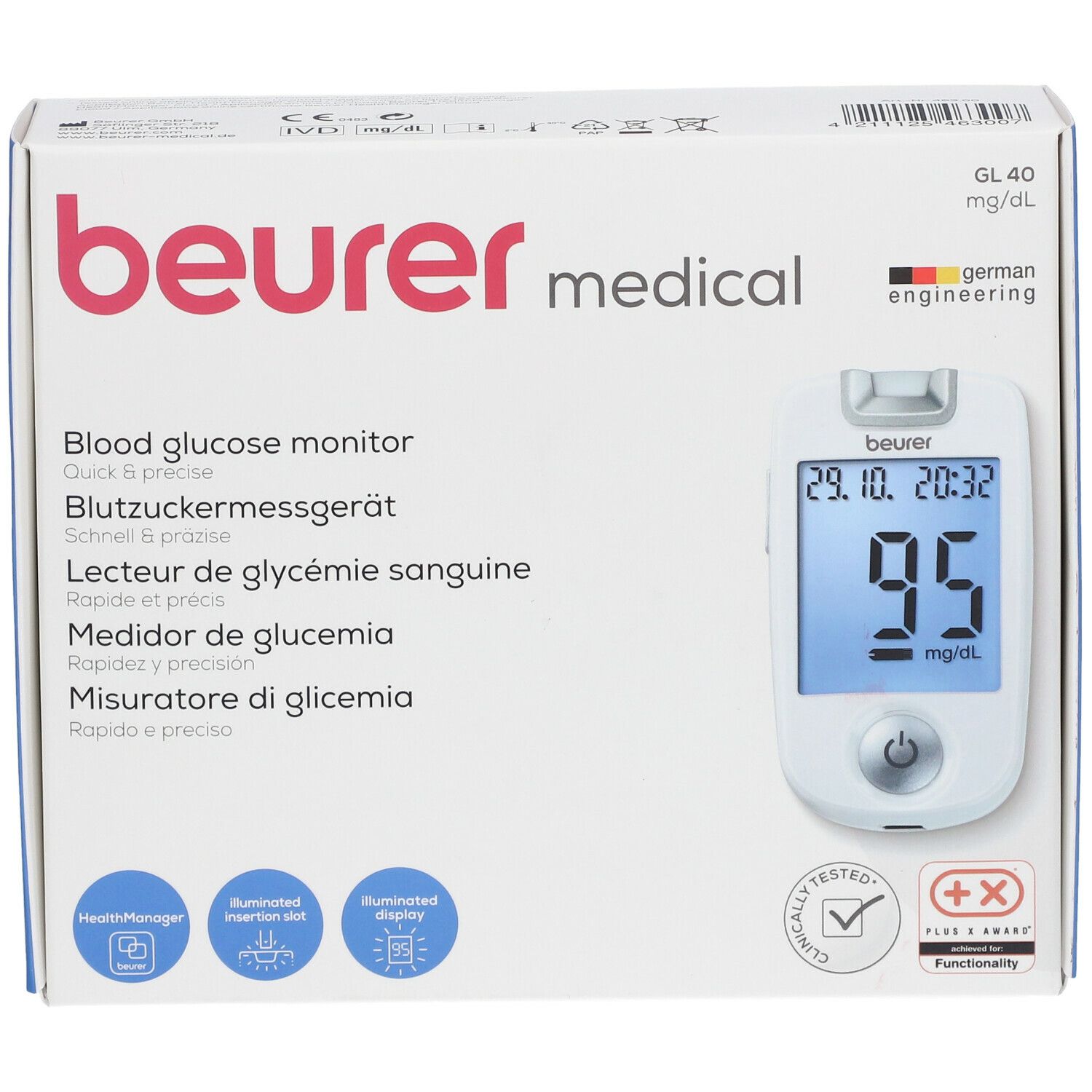 beurer Blutzucker Messgerät GL40 mg/dl