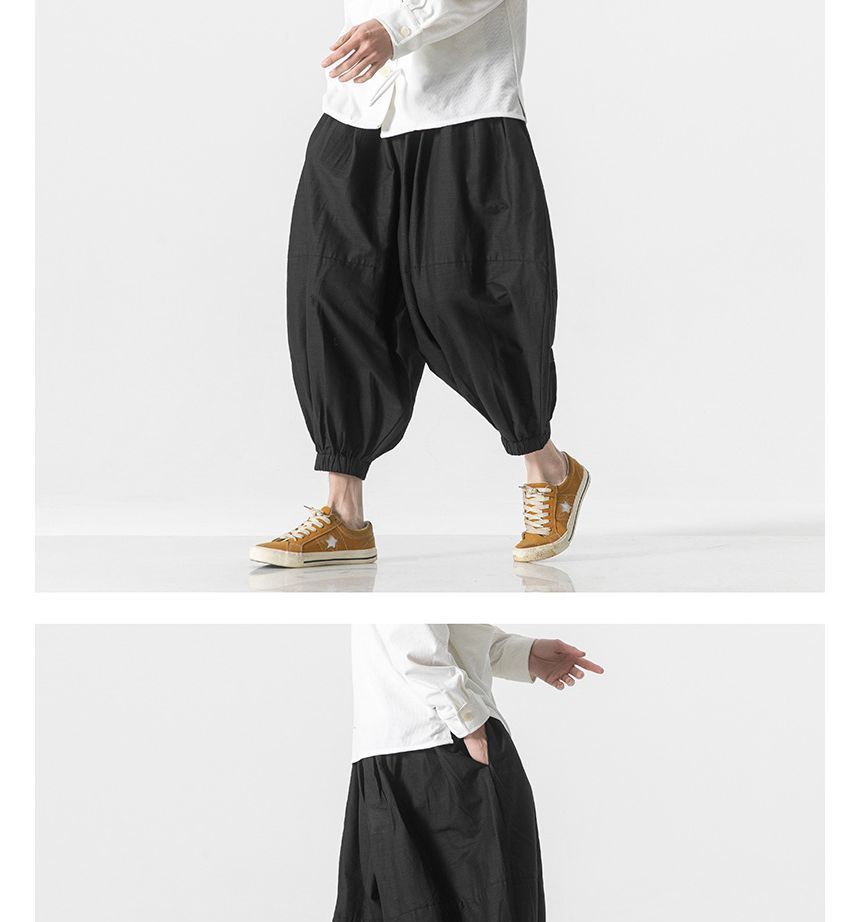Blueforce - Effen cropped harembroek met elastische taille