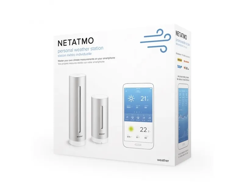 Netatmo NWS01-EC, Aluminium, Indendørs barometer, Indendørs hygrometer, Indendørs termometer, Udendørs barometer, Udendørs..., Barometer, Hygrometer, Termometer, Barometer, Hygrometer, Termometer, Aluminium, Plast, 260 - 1160 kPa