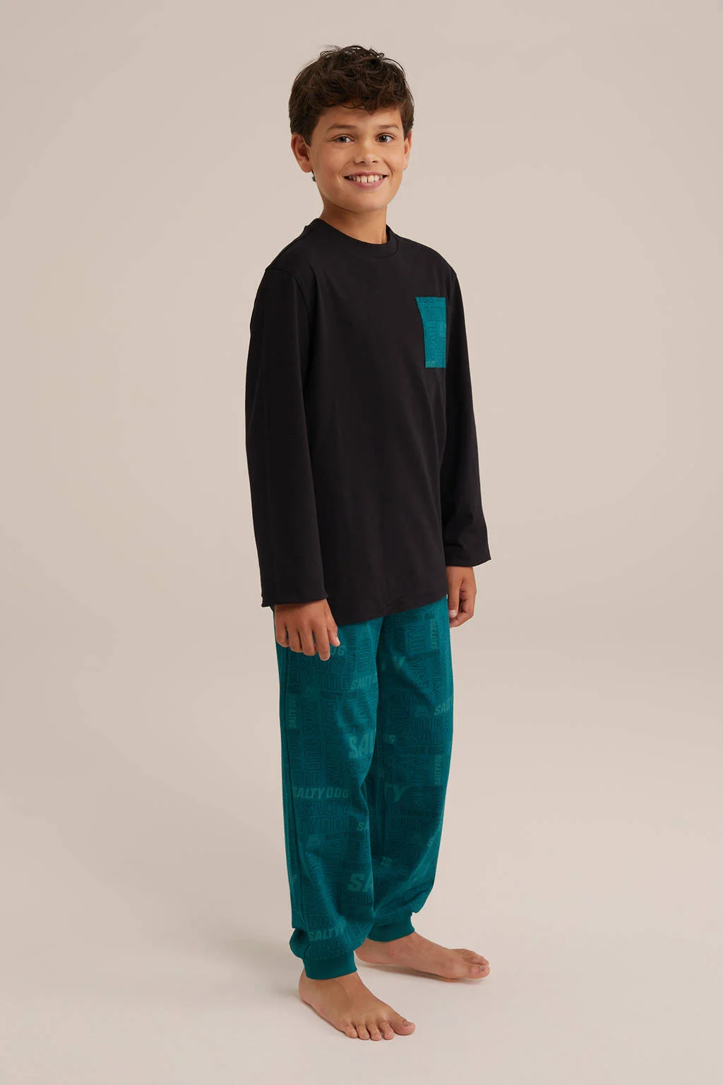 WE Fashion pyjama groen/zwart