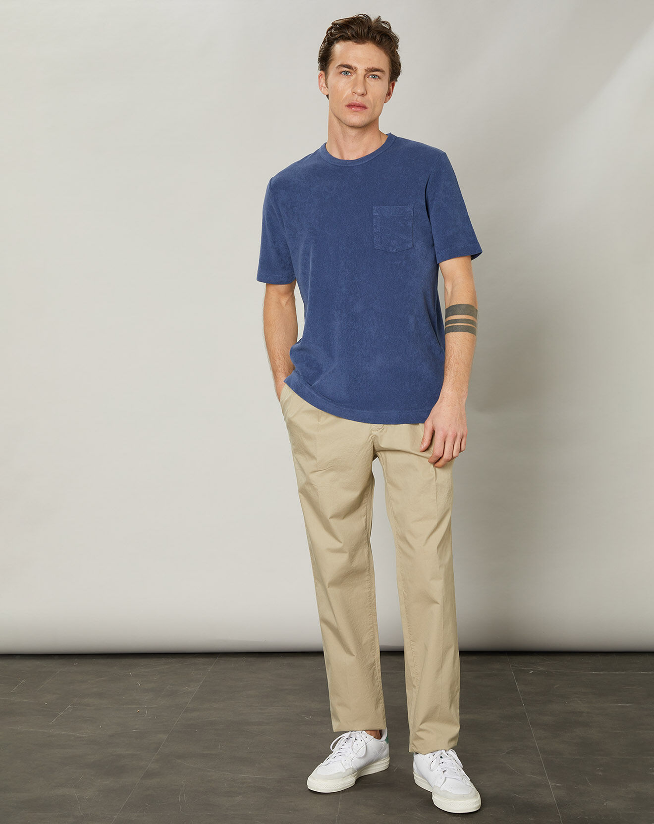 Hartford T-Shirt en éponge Pocket Crew pétrole