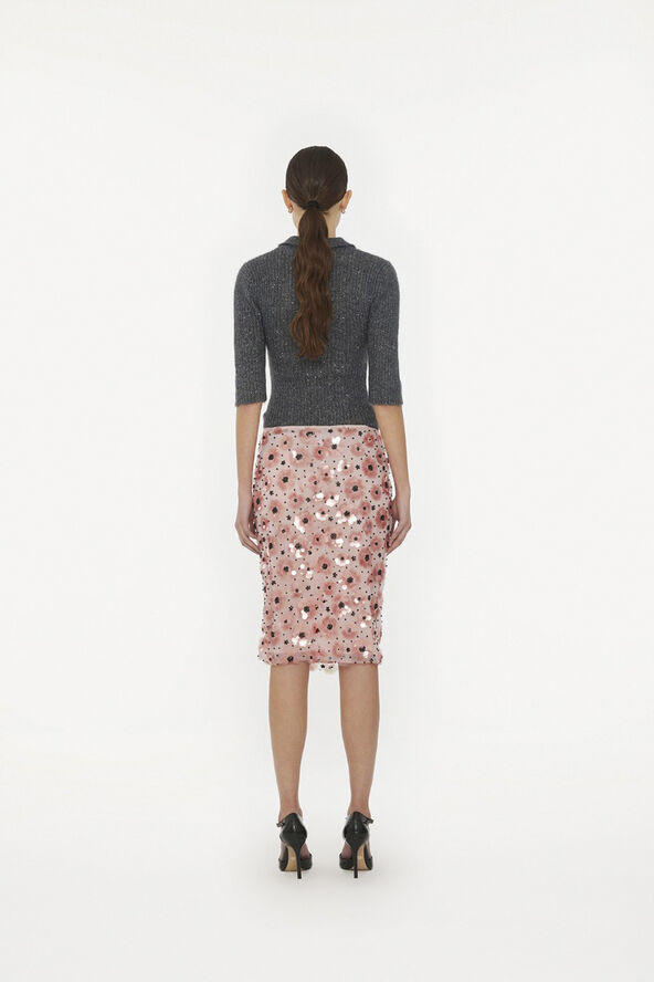ROTATE Birger Christensen FLOWER SEQUINS SKIRT Peachskin