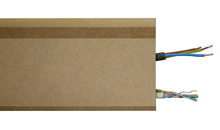 Plinthe passe-câble à couvercle arrondi MDF 244 x 11 cm, ép.18 mm