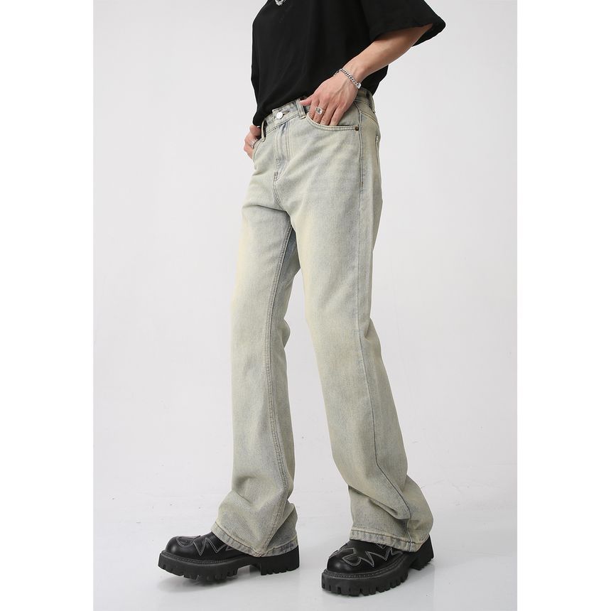 FAERIS - High Waist Washed Bootcut Jeans