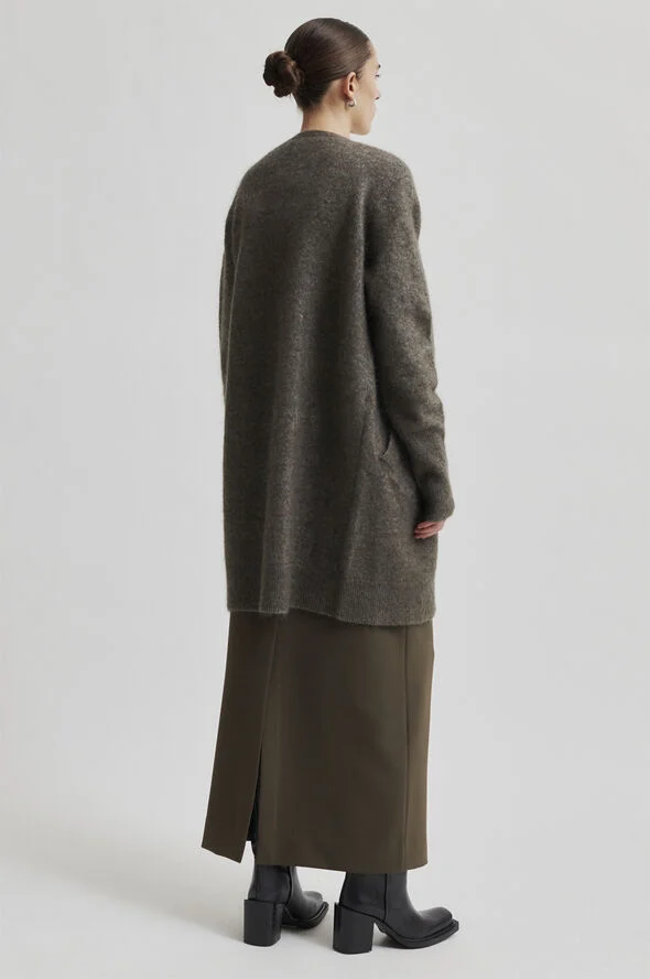 Second Female Brook Mohair Blend Knit Cape Chocolate chip