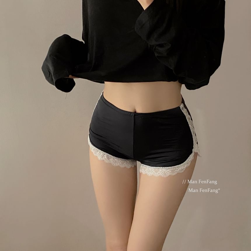 Delishma - Boyshorts met effen kanten rand