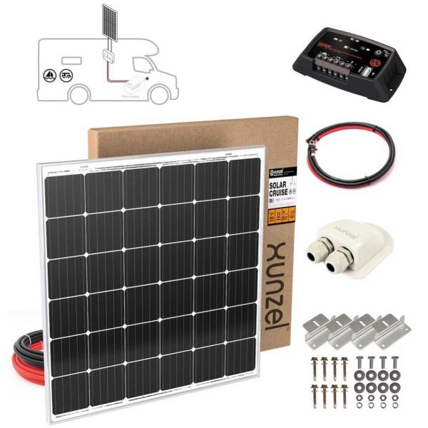 Kit caravana Painel solar 190W 12V   controlador   4m cabo - Xunzel