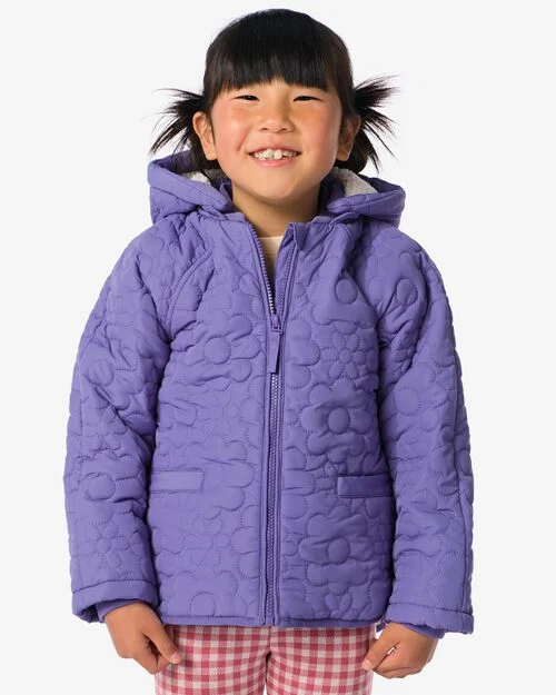 manteau enfant rembourré à fleurs violet