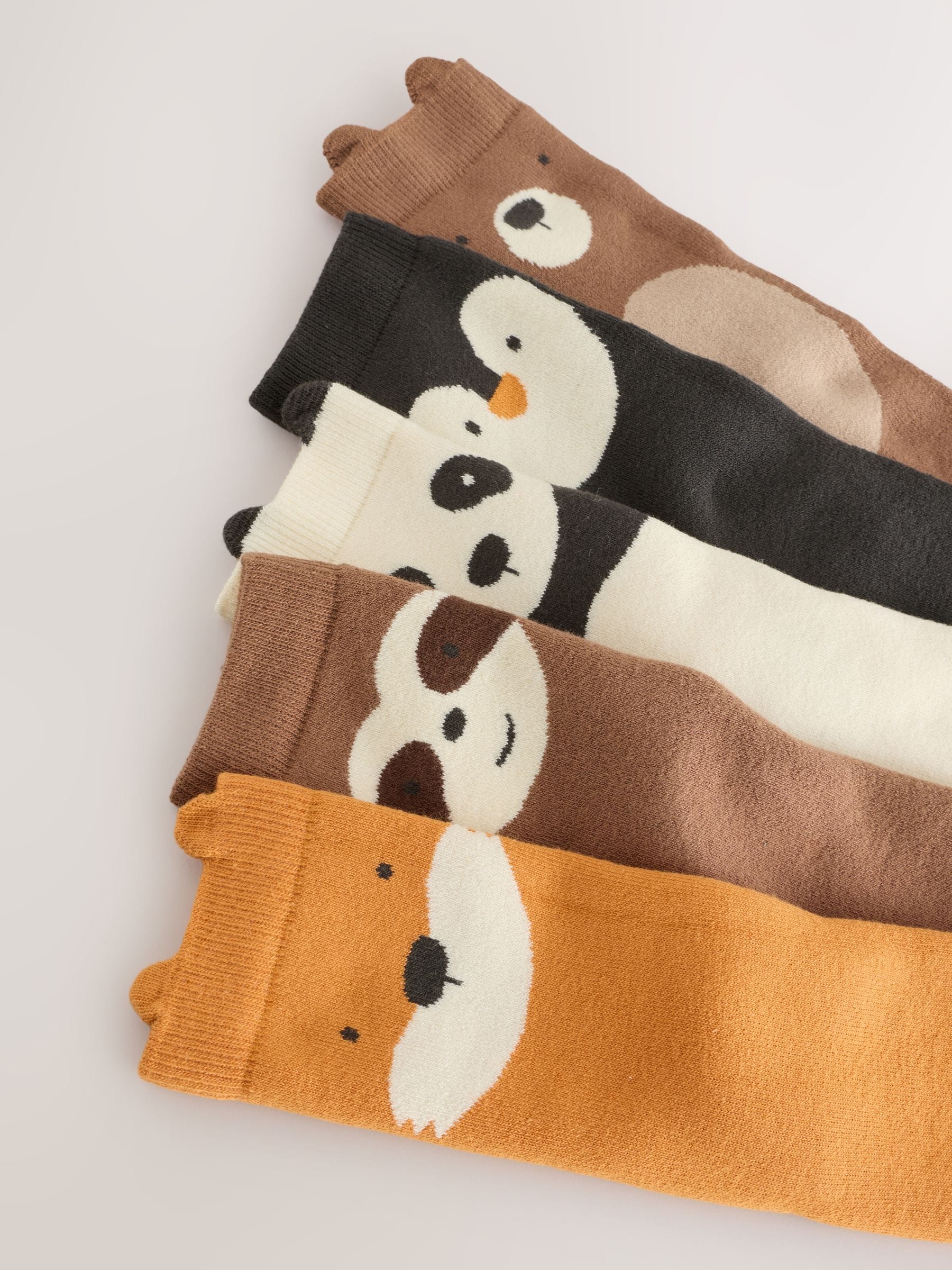 Meerkleurig met dieren - Set van 5 Cosy Terry sokken met hoog katoengehalte