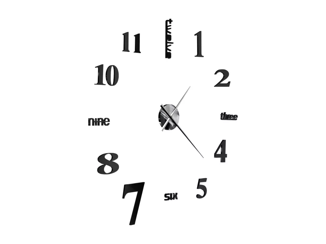 Horloge murale 3D Design moderne 100 cm XXL Noir