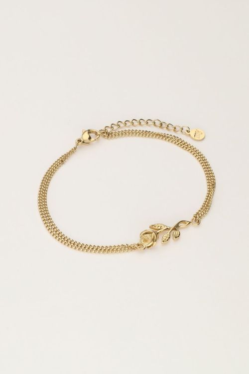 Vintage armband met platte roos