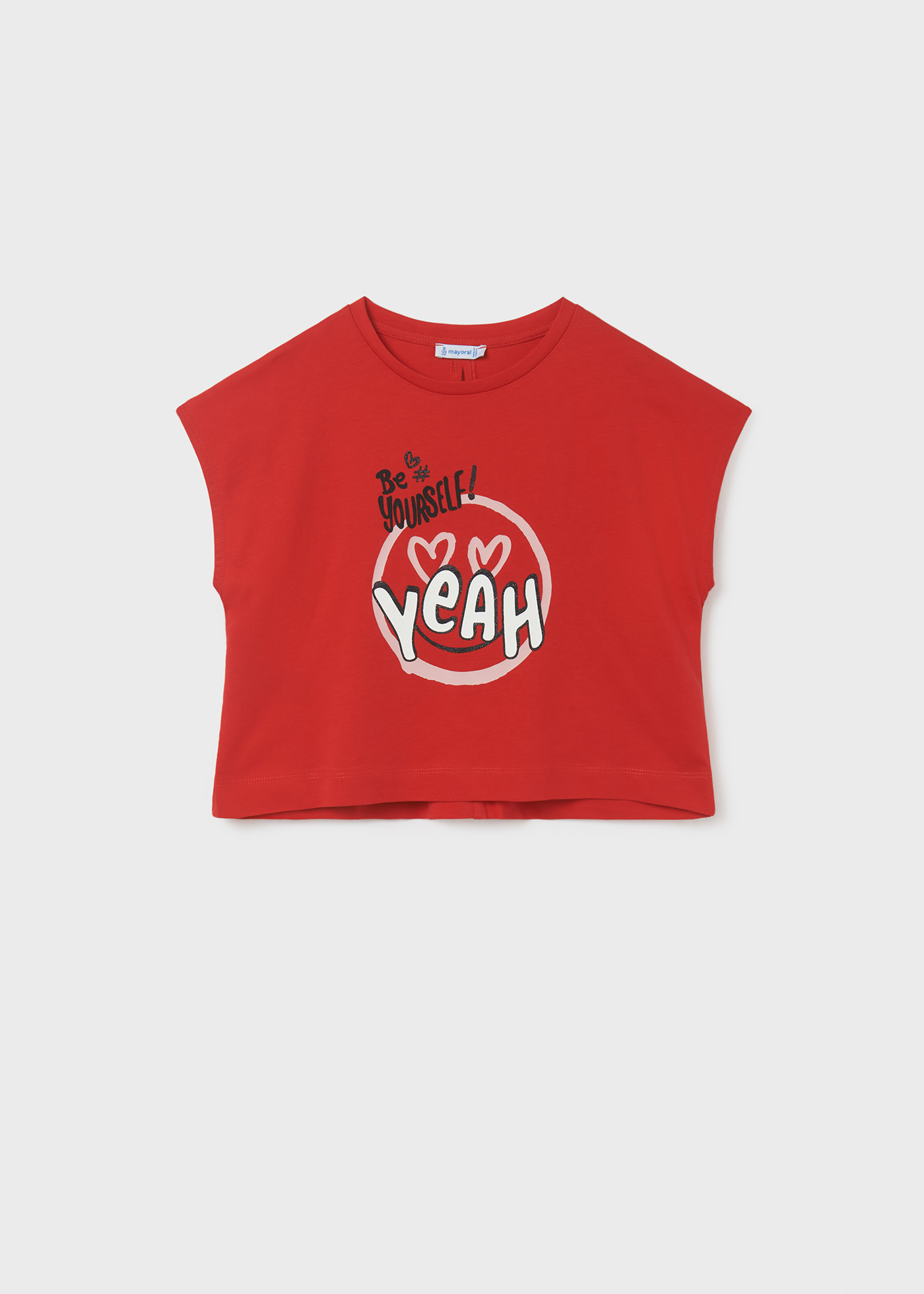 Camiseta feminina de manga curta em algodão sustentável com nó.