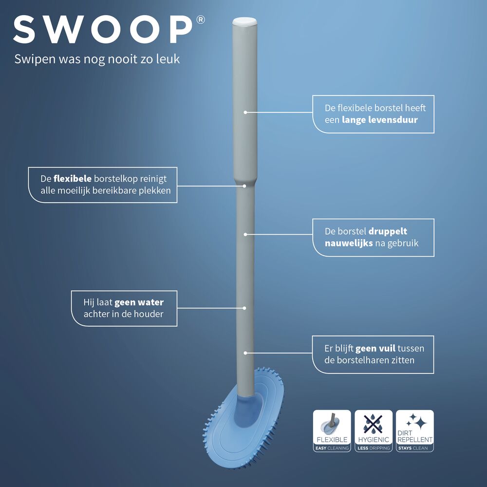 Tiger Tess toiletborstelhouder vrijstaand met Swoop borstel flexibel wit/lichtgrijs