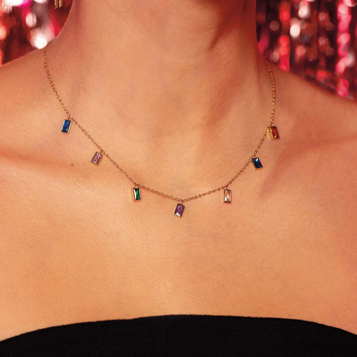 Collier Mila Strass multicolores