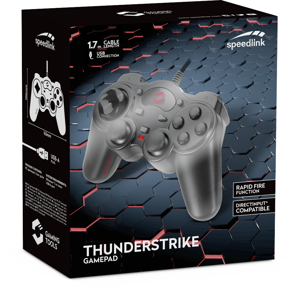 Speedlink - Thunderstrike Gamepad - til PC, sort