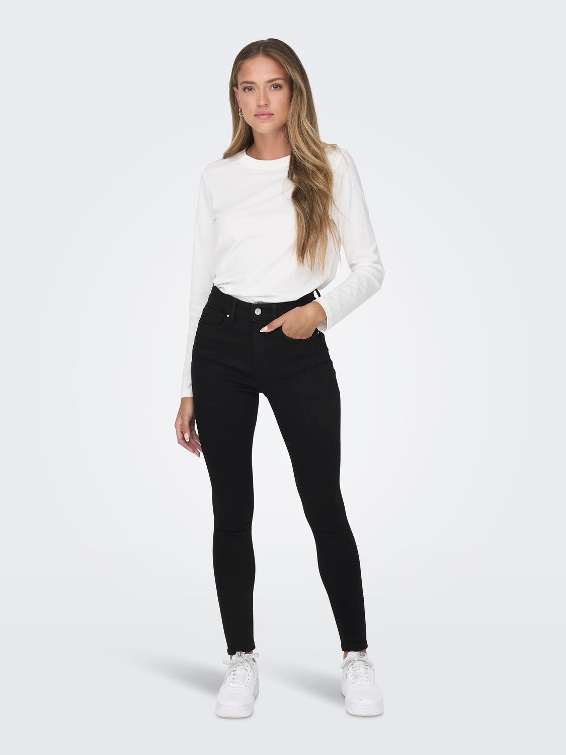 ONLMILA Hohe Taille Skinny Fit Jeans Black