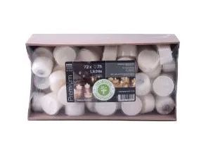 Fyrfadslys Brændetid 7 timer neutral voks fra rapsolie i Plast Klar,4 pk x 72 stk/krt
