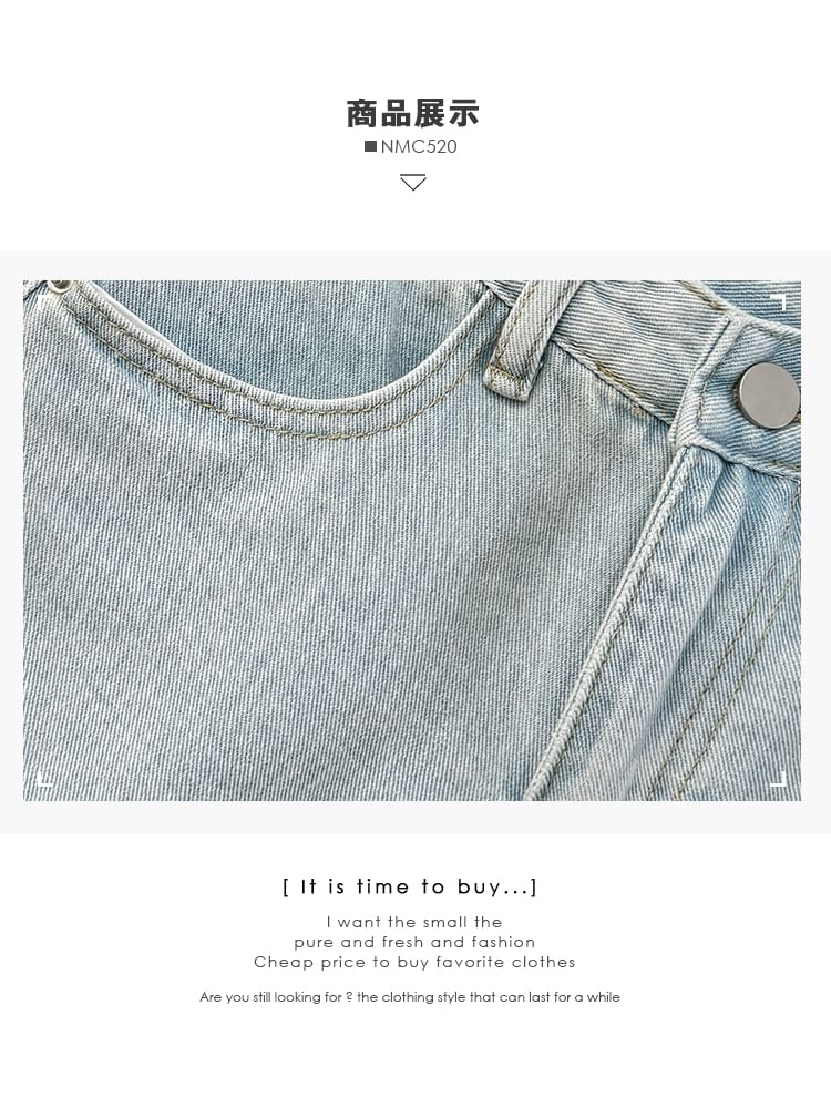 Lemongrass - Versleten denim wijde shorts