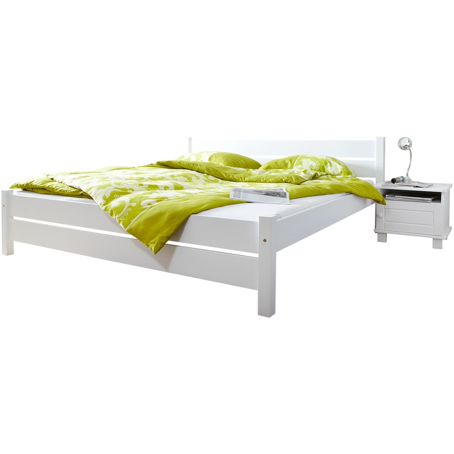 TICAA Massivholz Einzelbett Bora Kiefer Weiß Weiß