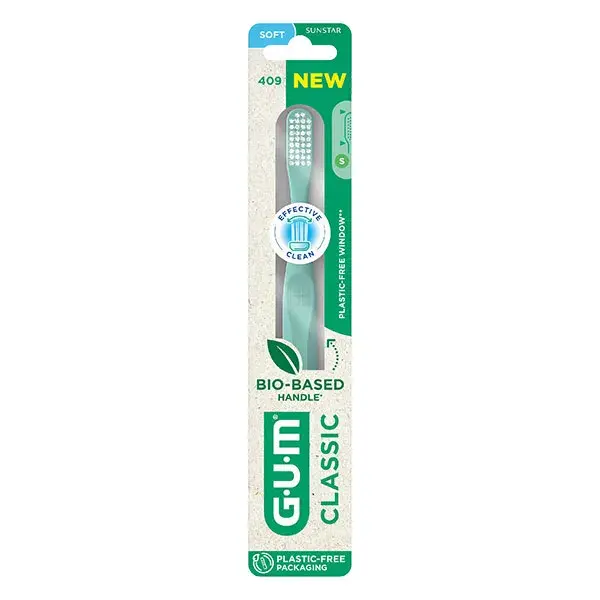 Escova de dentes Gum Classic Bio-sourced Soft 18/100 compacta