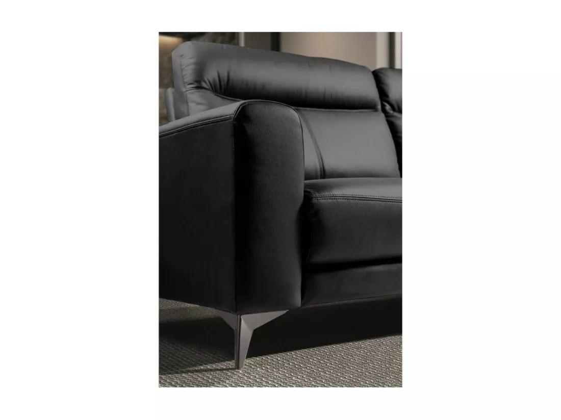 Canapé 3 places design en cuir Jorka 207cm-Couleur Noir
