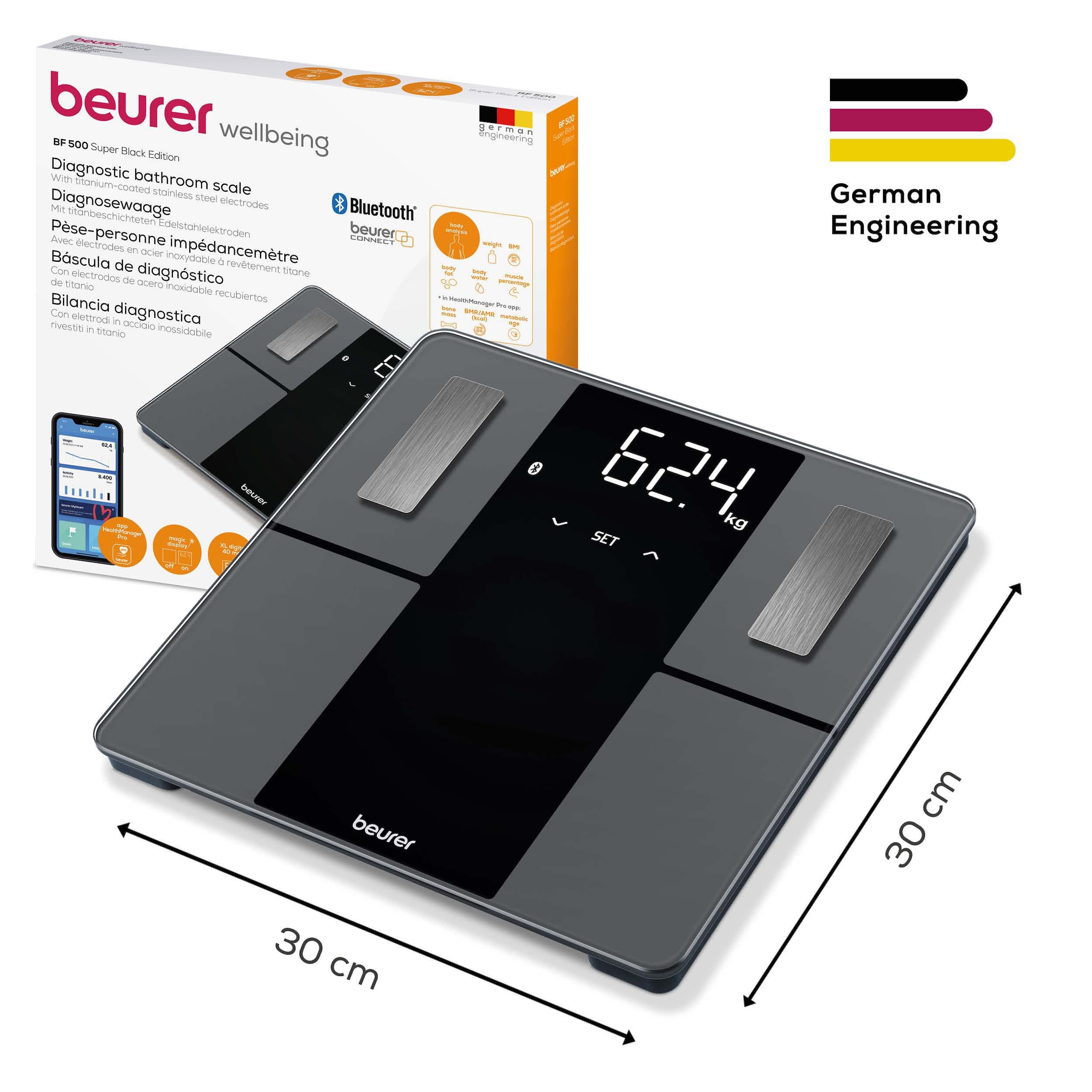 BEURER Körper-Analyse-Waage »BF 500 mit automatischer Übertragung der Messdaten via Bluetooth« Gratis App 