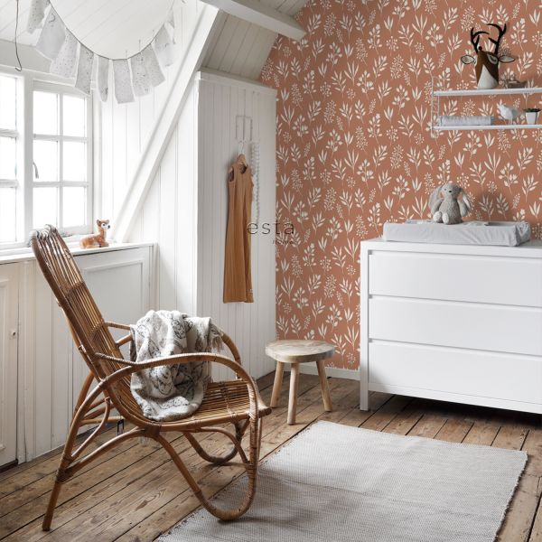 Estahome Bloemmotief Behang - Scandinavische stijl - 0,53 x 10,05 m - Warm Grijs