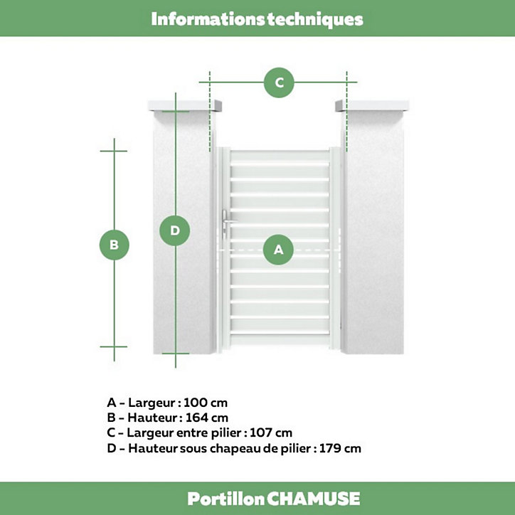 Portillon Jardimat battant aluminium Chamuse blanc - 100 x h.164 cm