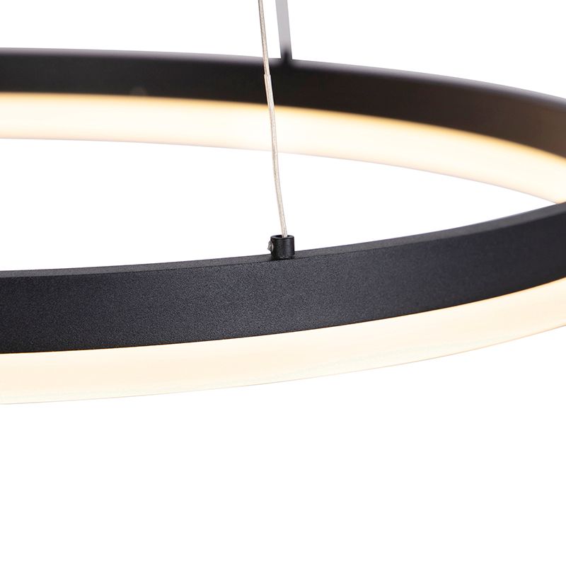Design hanglamp zwart 60 cm incl. LED 3-staps dimbaar - Anello