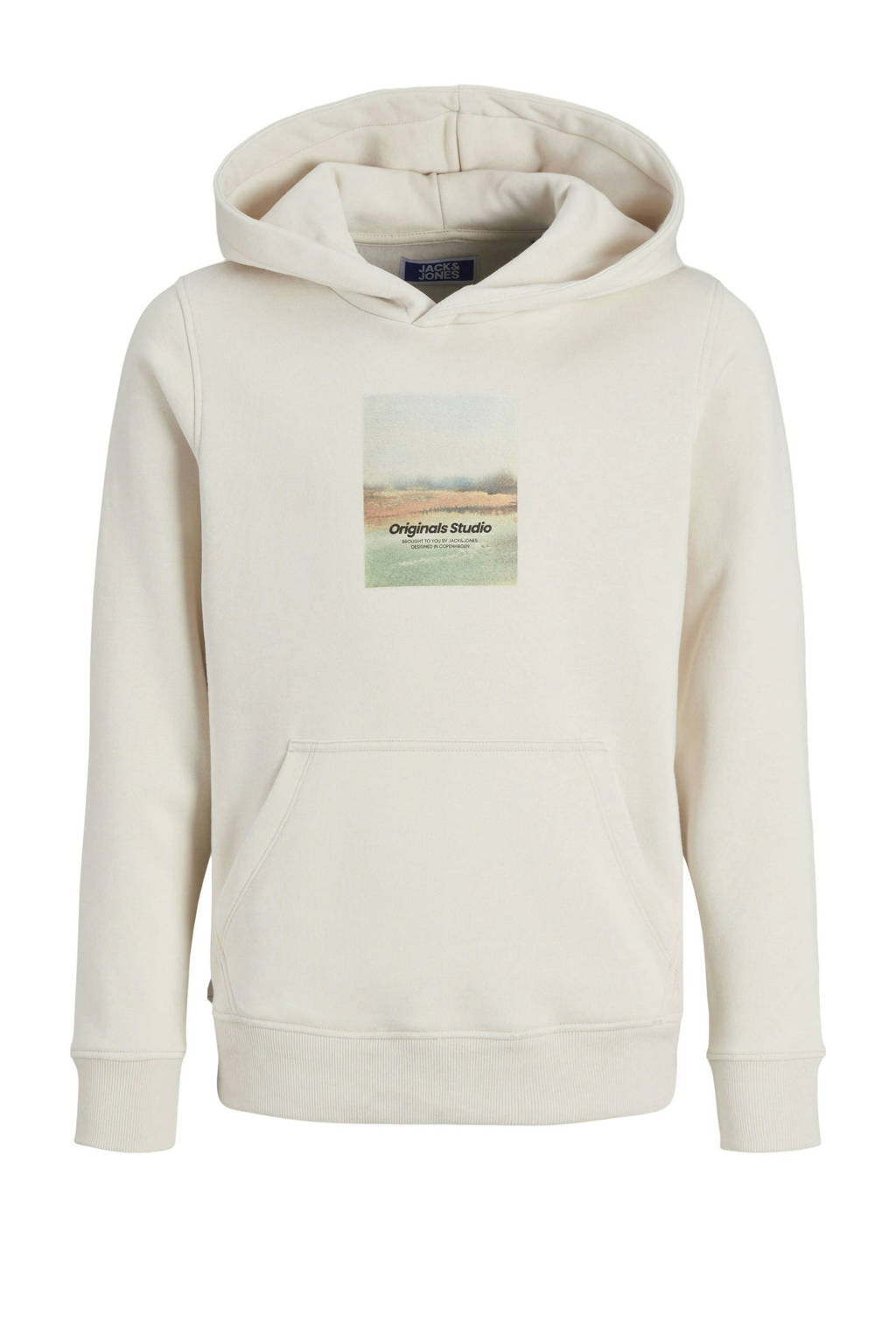 JACK & JONES hoodie JORVESTERBRO NEWTON met printopdruk offwhite