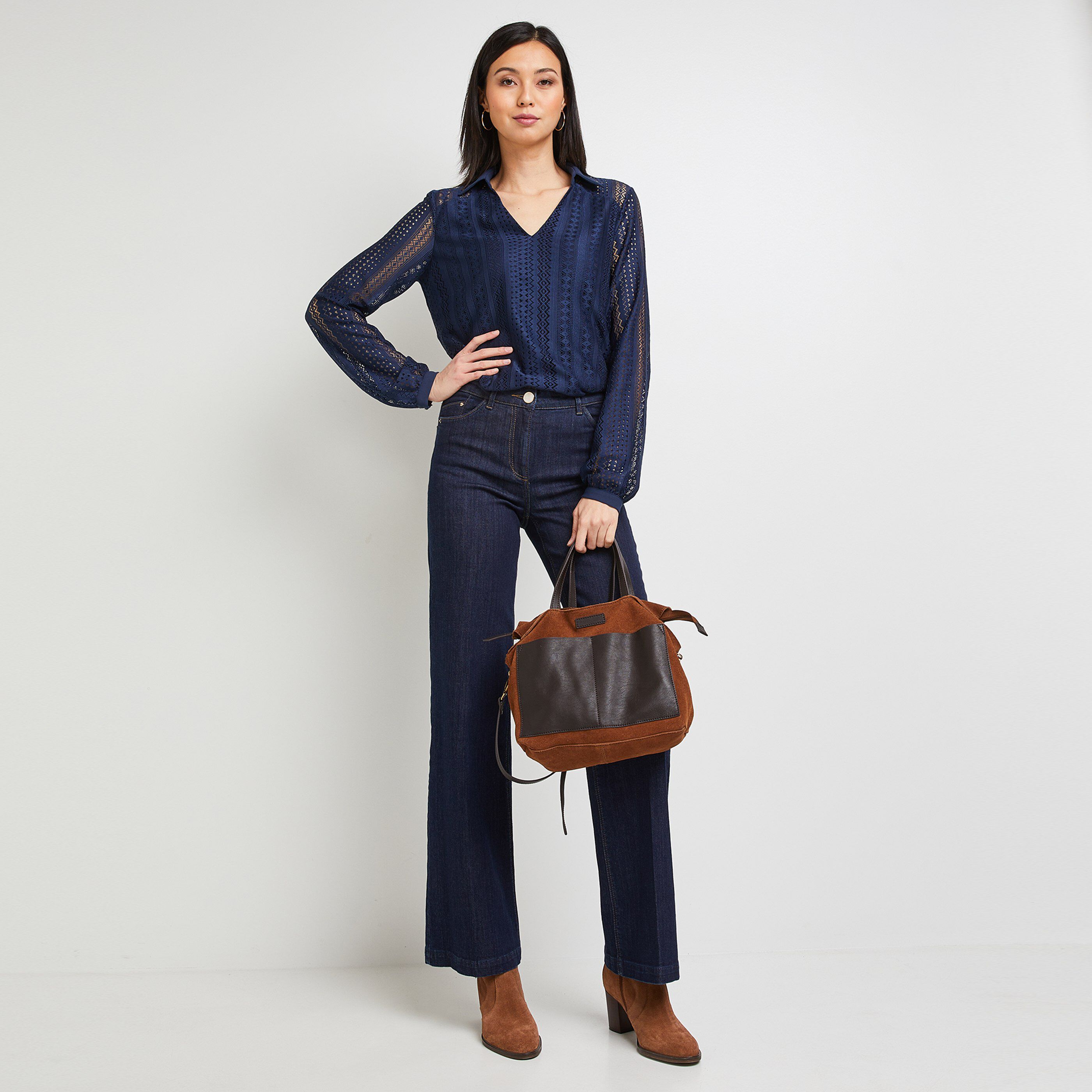 Blouse dentelle marine femme - MARINE
