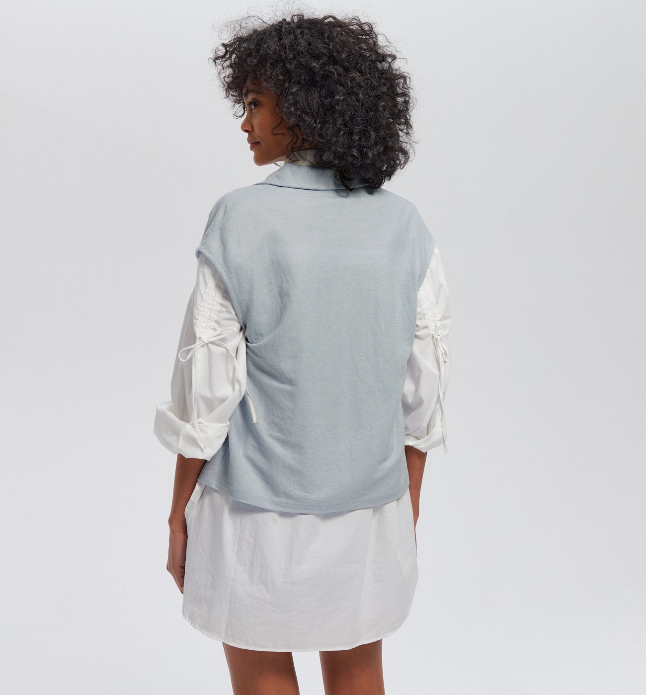 Chemise en jersey piqué - Bleu