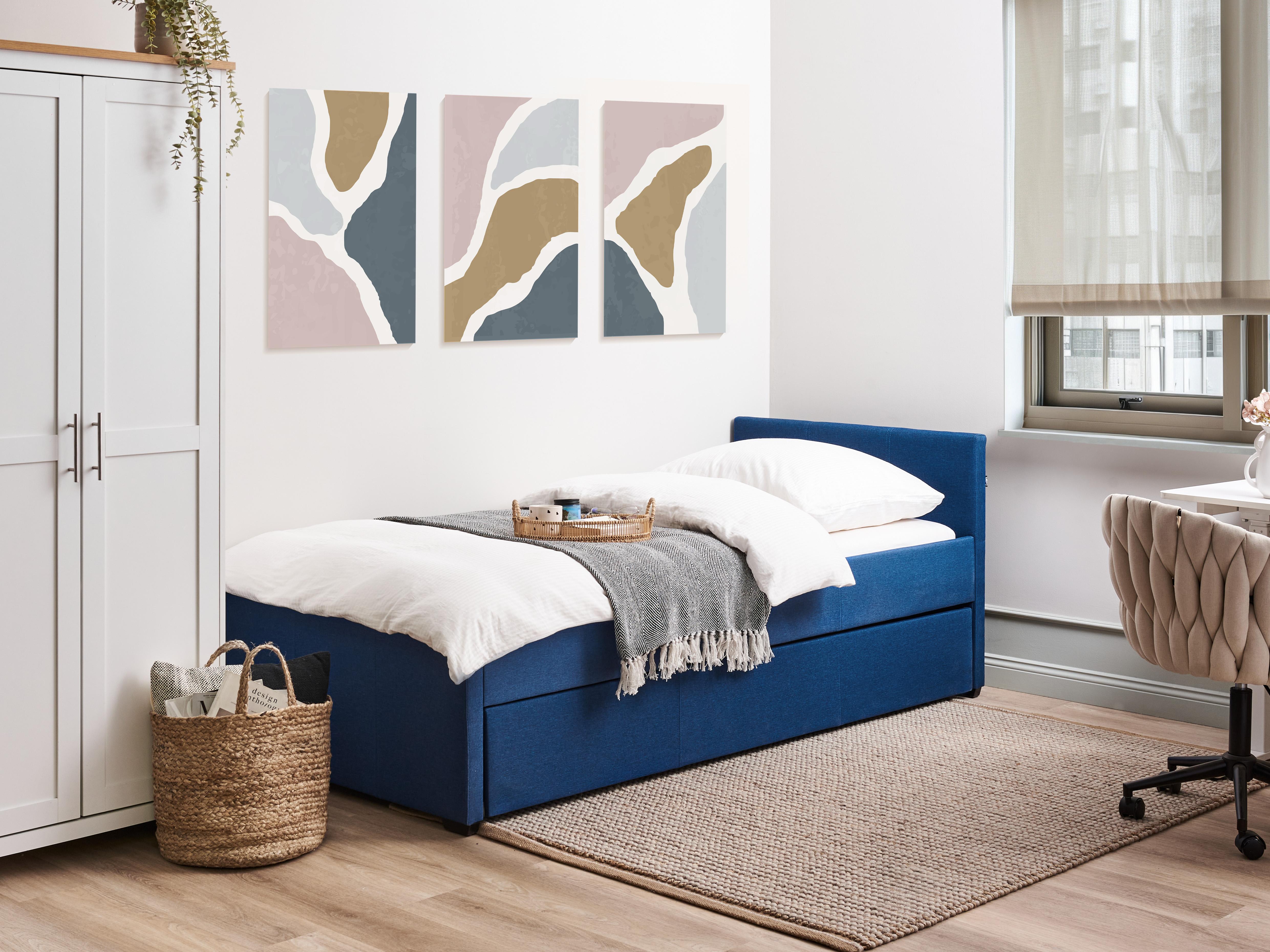 Onderschuifbed Stof MARMANDE 90 x 200 cm Marineblauw