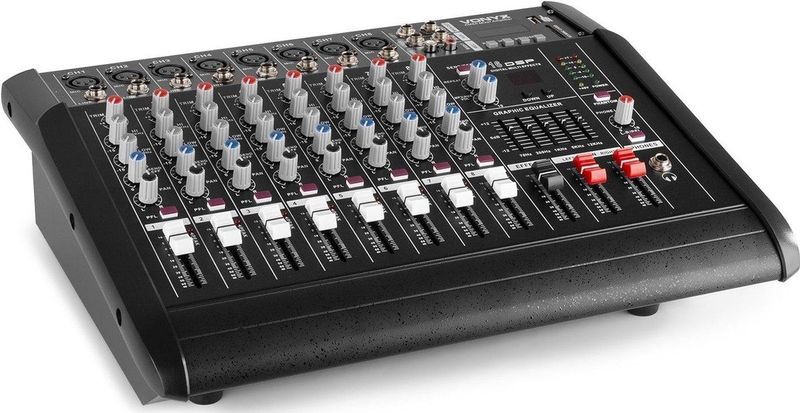 Vonyx AM8A 8-kanaals Muziekmixer met Ingebouwde 1000W Versterker