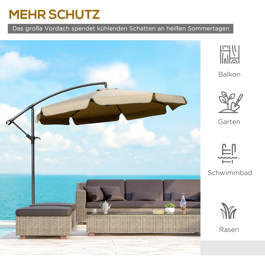 Outsunny Sonnenschirm mit Kreuzfuß braun