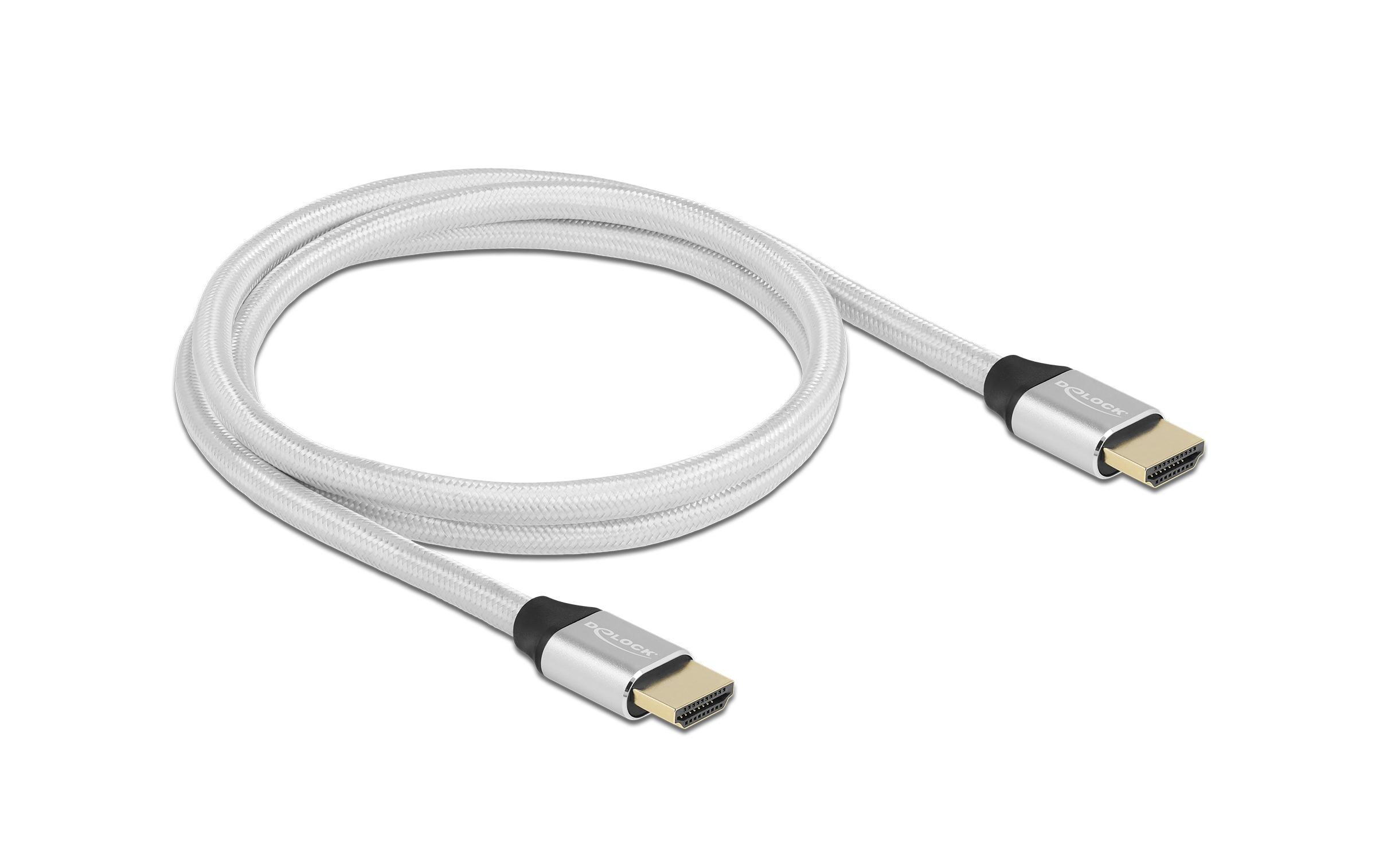 Kabel 8K 60Hz HDMI - HDMI, 1 m, SilberDelock Ultra High Speed HDMI Kabel 48 Gbps 8K 60 Hz silber 1 m zertifiziert