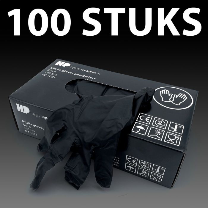 100st Handschoenen soft nitril Medium ongepoederd zwart 100st (1302)