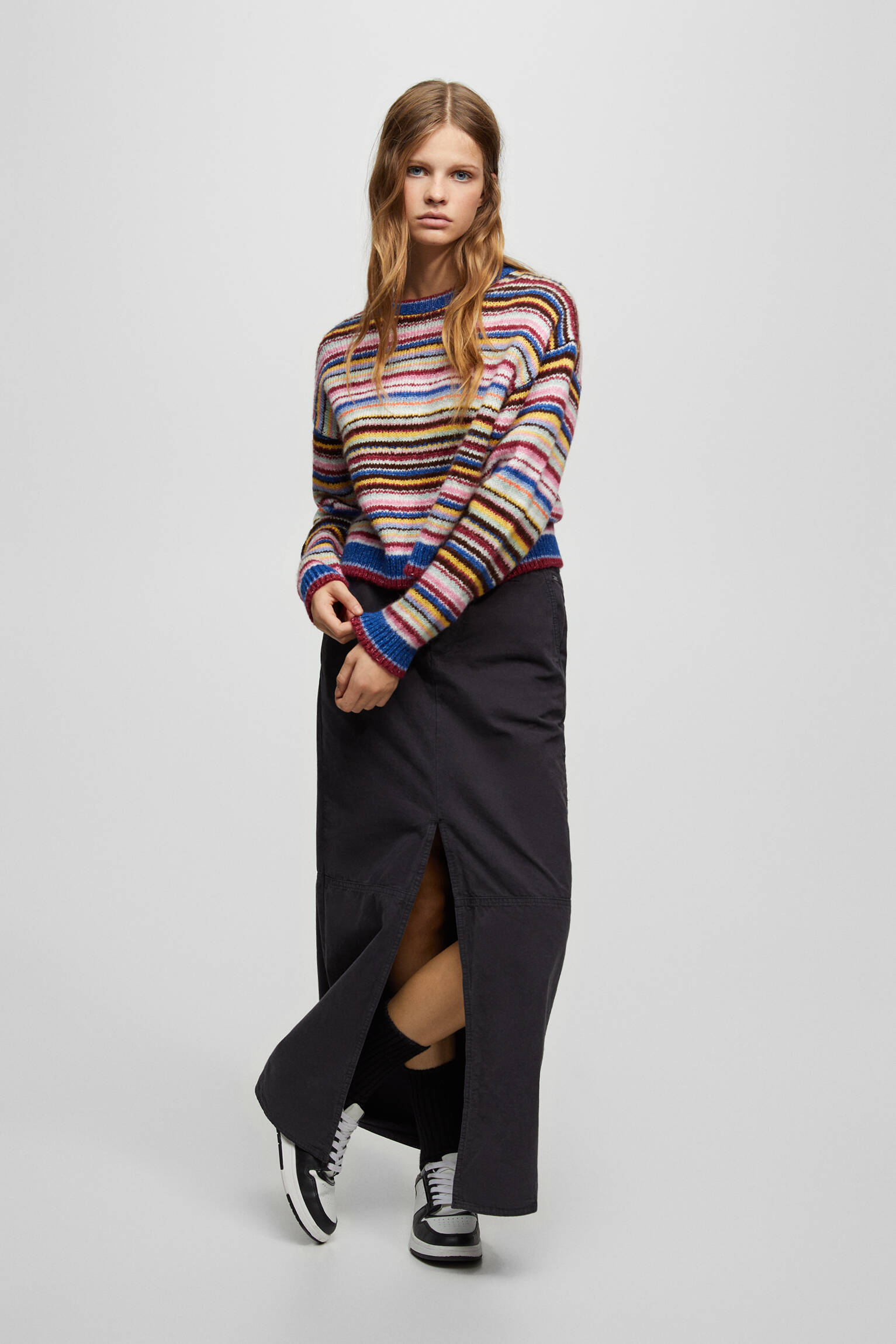 BLUSA DE MALHA LISTRADA - AZUL ESCURO