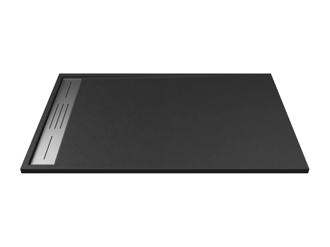 Receveur extra-plat à poser ou à encastrer découpable en résine SMC - Noir - 120 x 90 cm - LYROSA