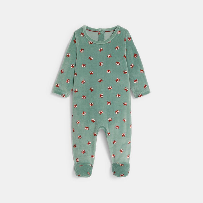 Dors-bien velours renard vert bébé garçon Vert