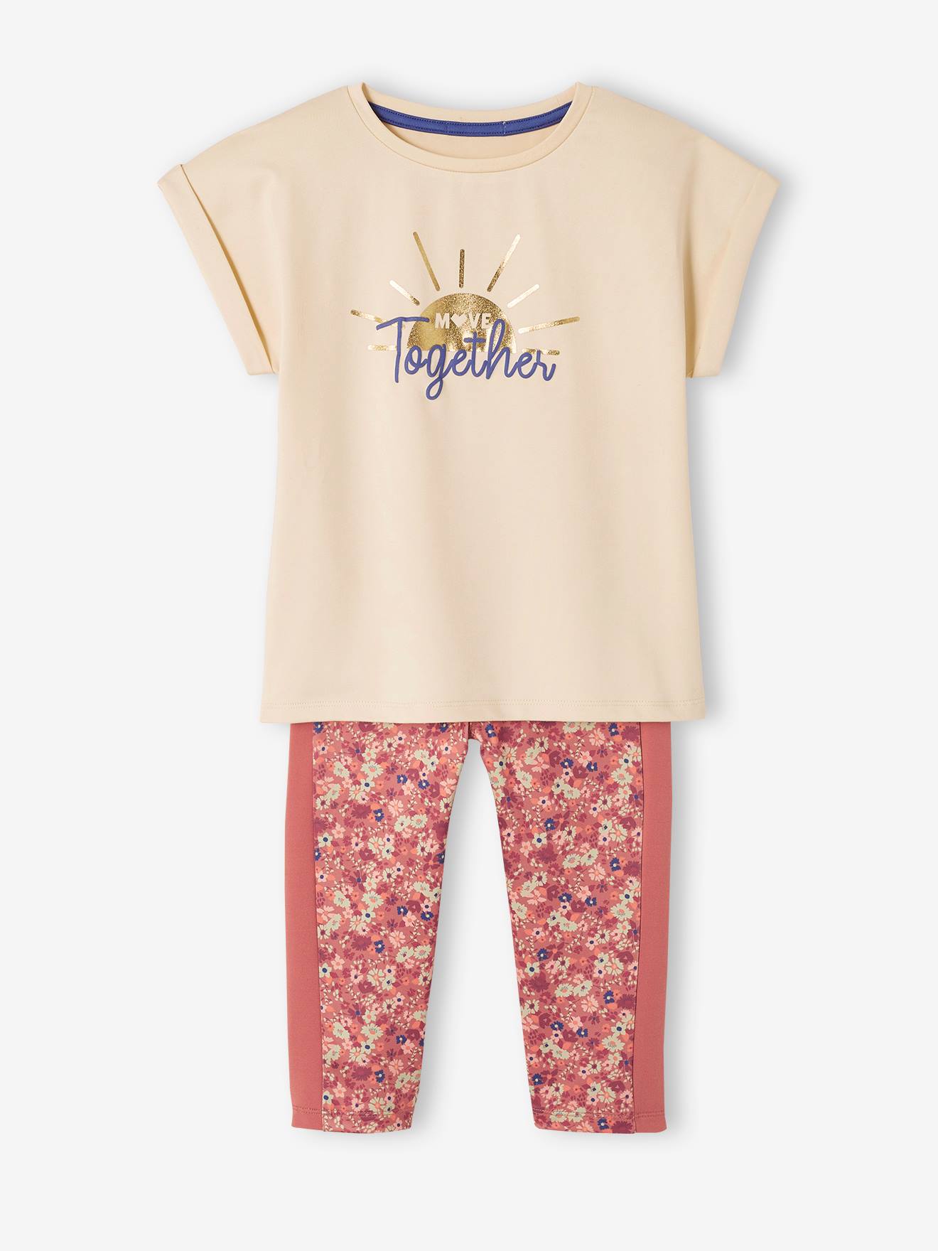 Conjunto de moletom feminino bege com estampa iridescente 