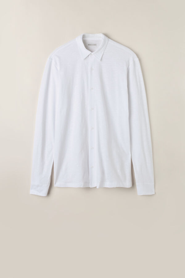 Camisa de manga comprida em algodão mesclado