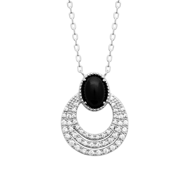 Collier Femme - Argent 925 - Agate - Longueur : 45 cm