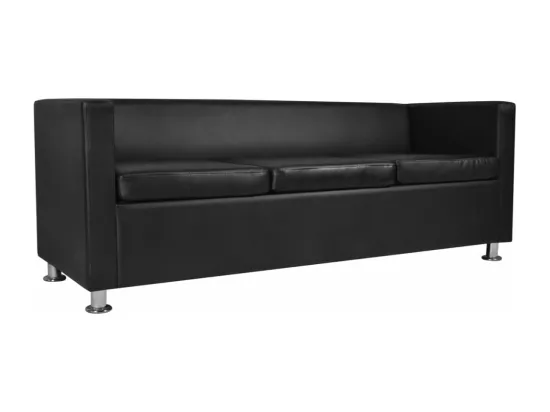 Jeu de canapé à 2 places et à 3 places Cuir synthétique Noir
