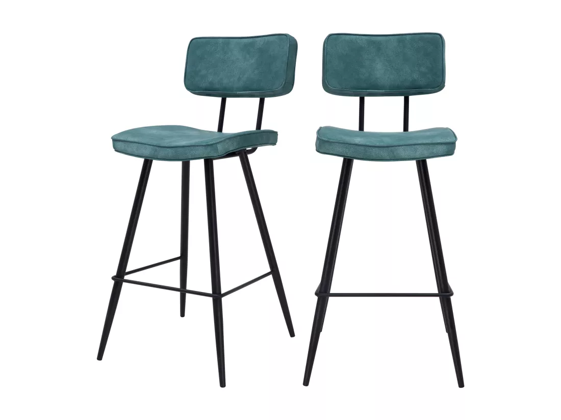 Lot de 2 chaises pour îlot central 66 cm en cuir synthétique bleu - Texas