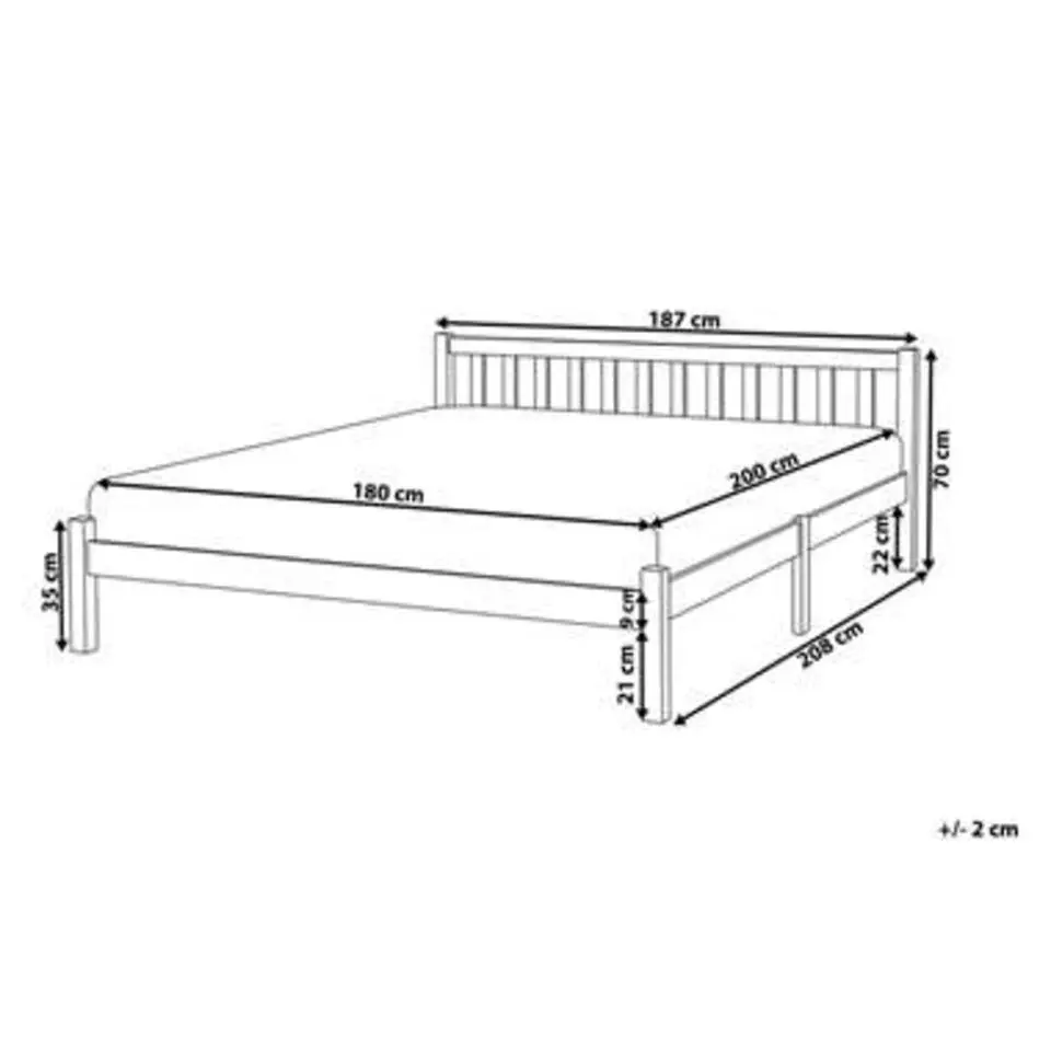 FLORAC - Tweepersoonsbed - Wit - 180 x 200 cm - Dennenhout