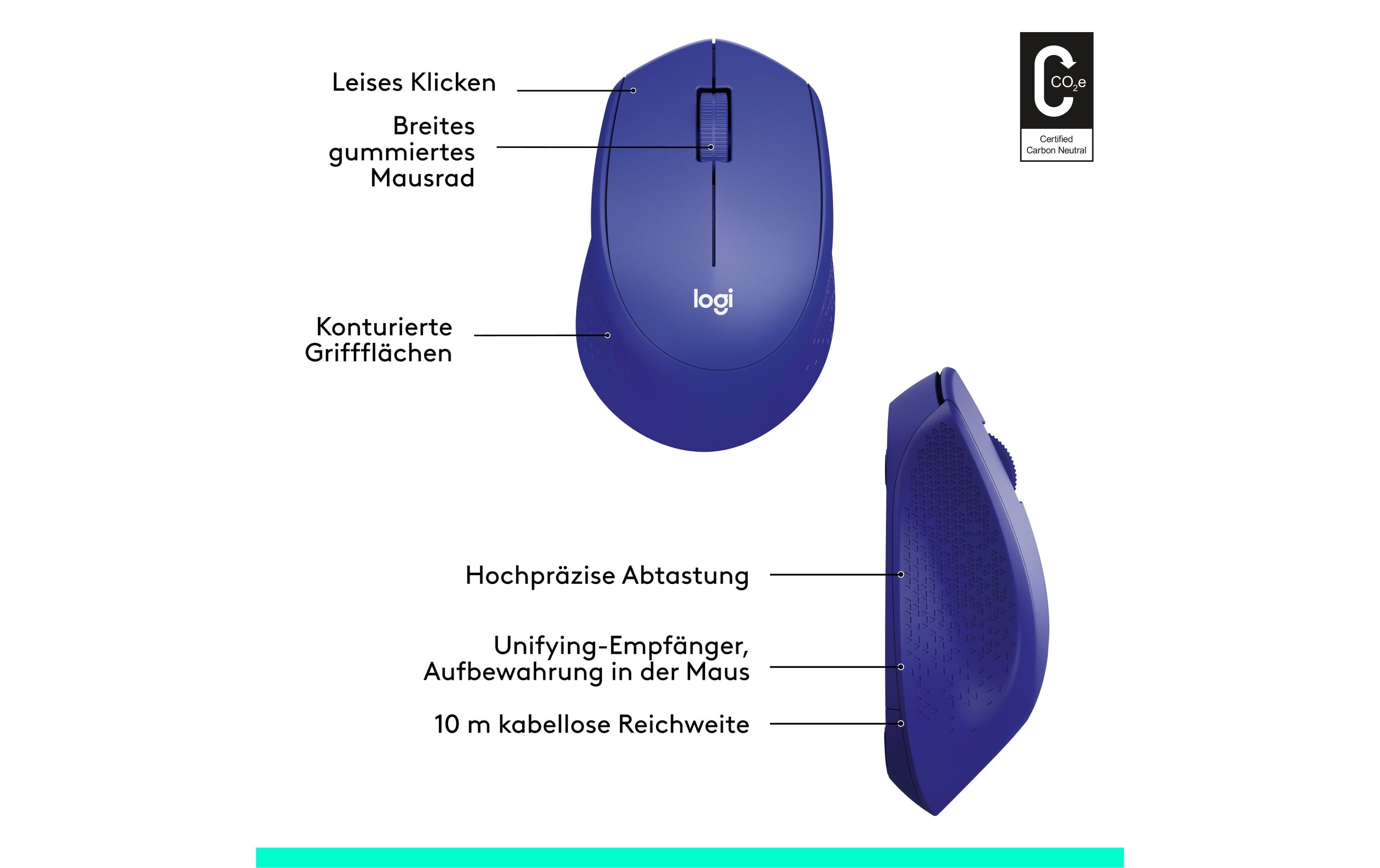 Maus M330 Silent PlusGeräuscharme USB-Funkmaus mit 1000 dpi Optical Tracking